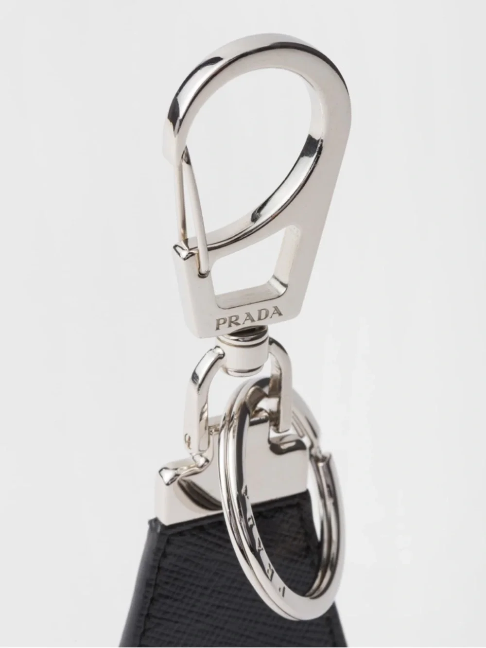 Prada Black Saffiano Leather Keychain